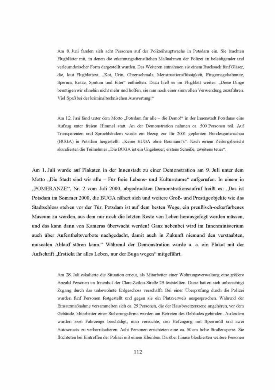 Seite 112 des Verfassungsschutzbericht 2000 Brandenburg