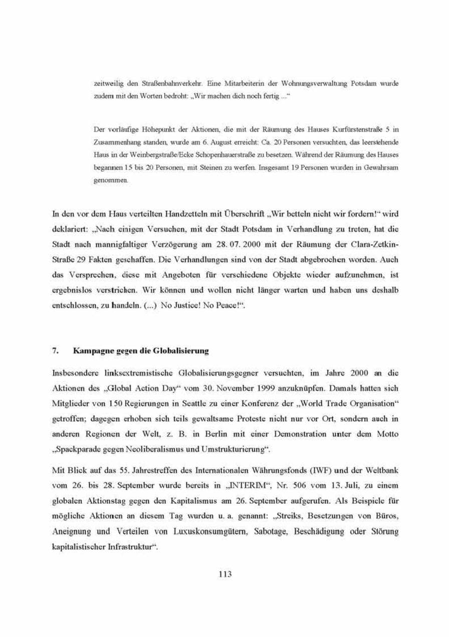 Seite 113 des Verfassungsschutzbericht 2000 Brandenburg