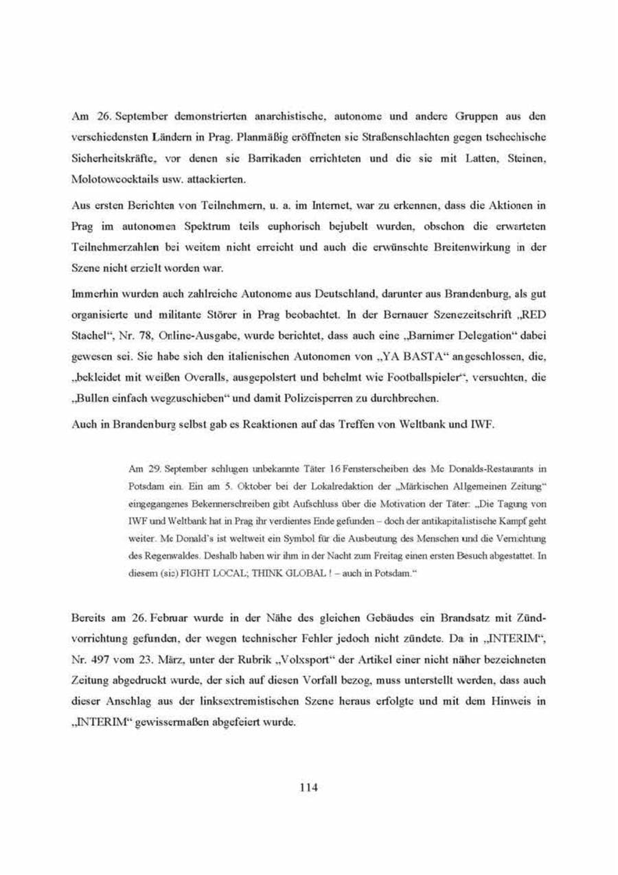 Seite 114 des Verfassungsschutzbericht 2000 Brandenburg