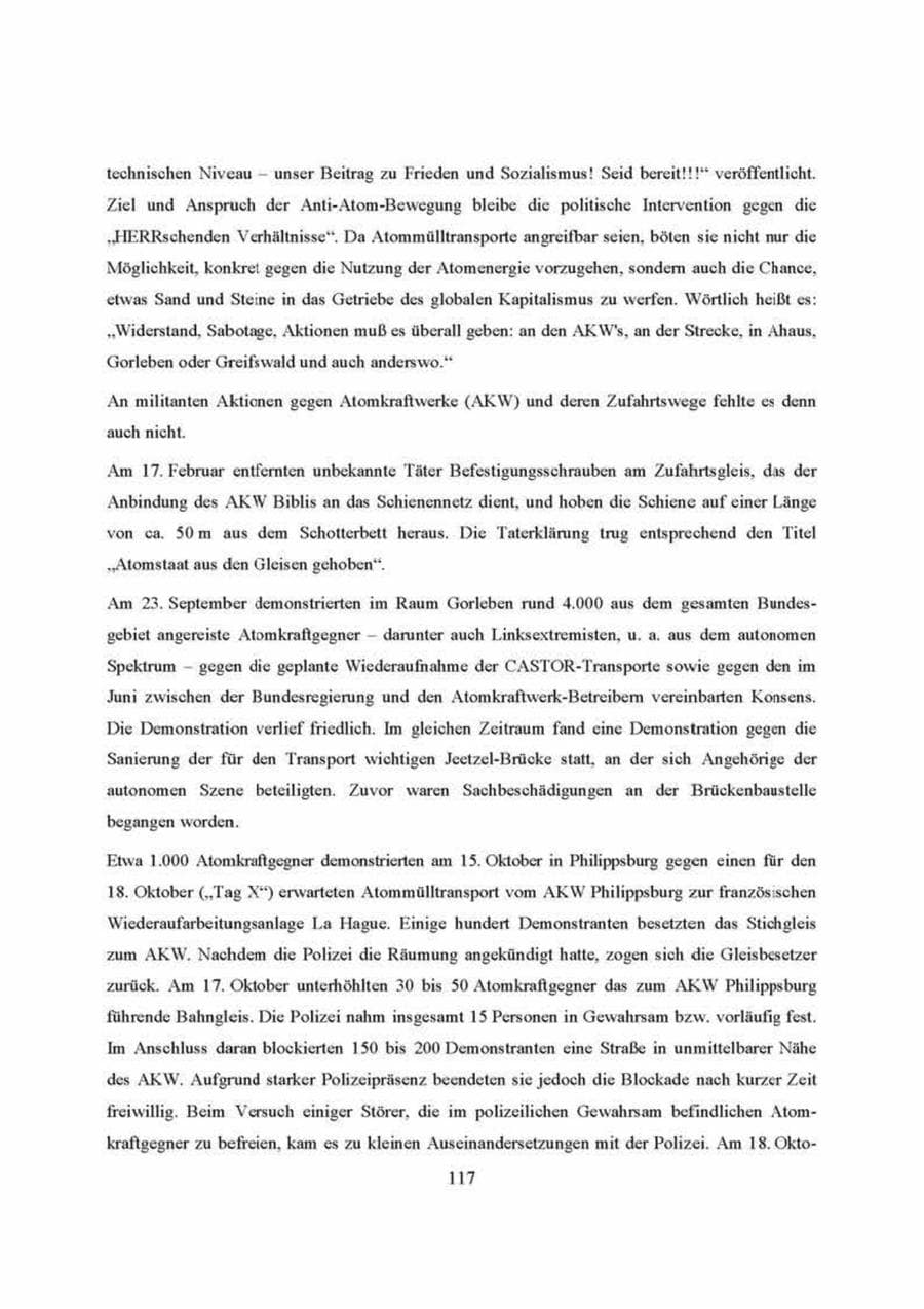 Seite 117 des Verfassungsschutzbericht 2000 Brandenburg