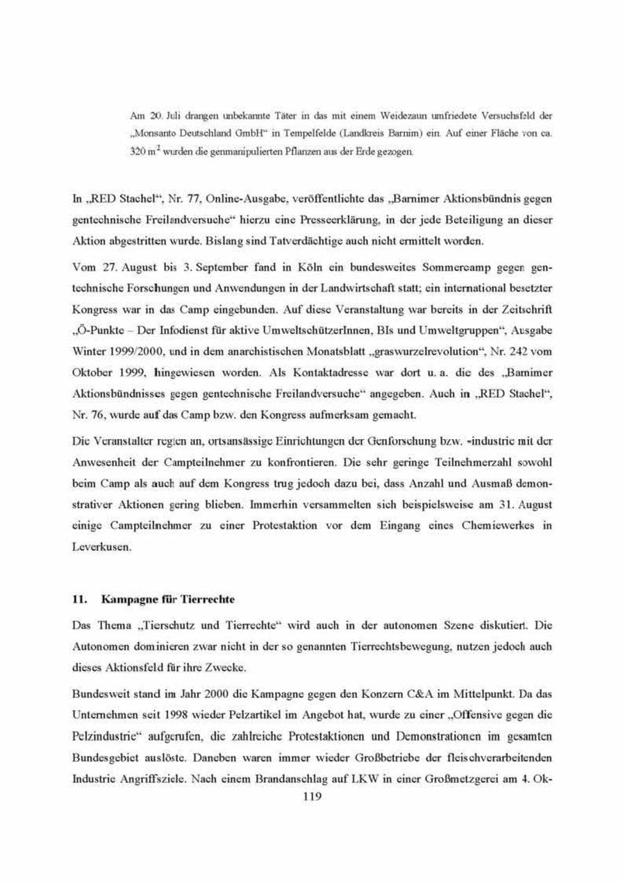 Seite 119 des Verfassungsschutzbericht 2000 Brandenburg