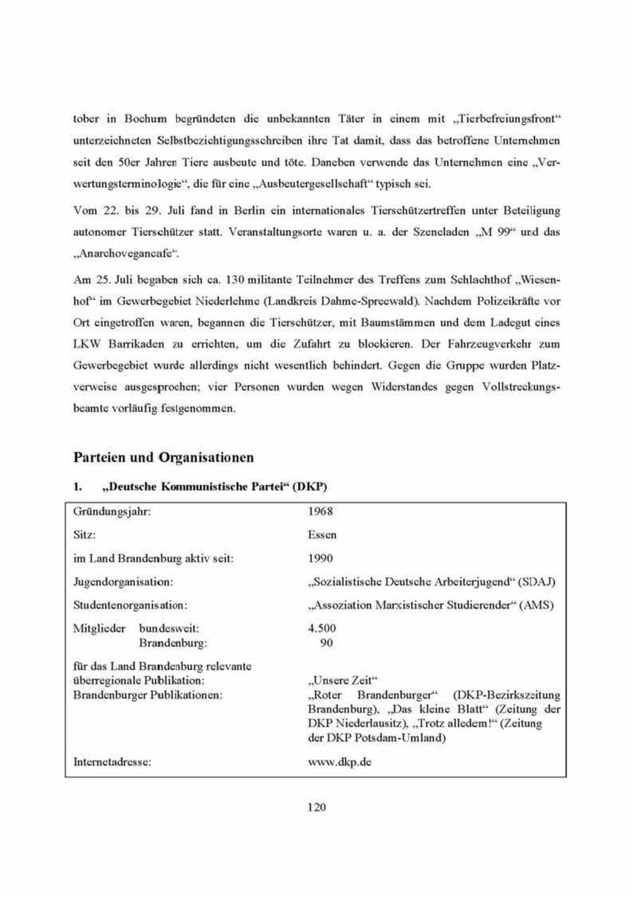 Seite 120 des Verfassungsschutzbericht 2000 Brandenburg