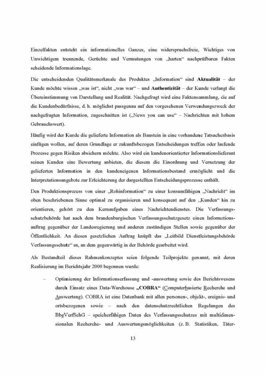 Seite 13 des Verfassungsschutzbericht 2000 Brandenburg