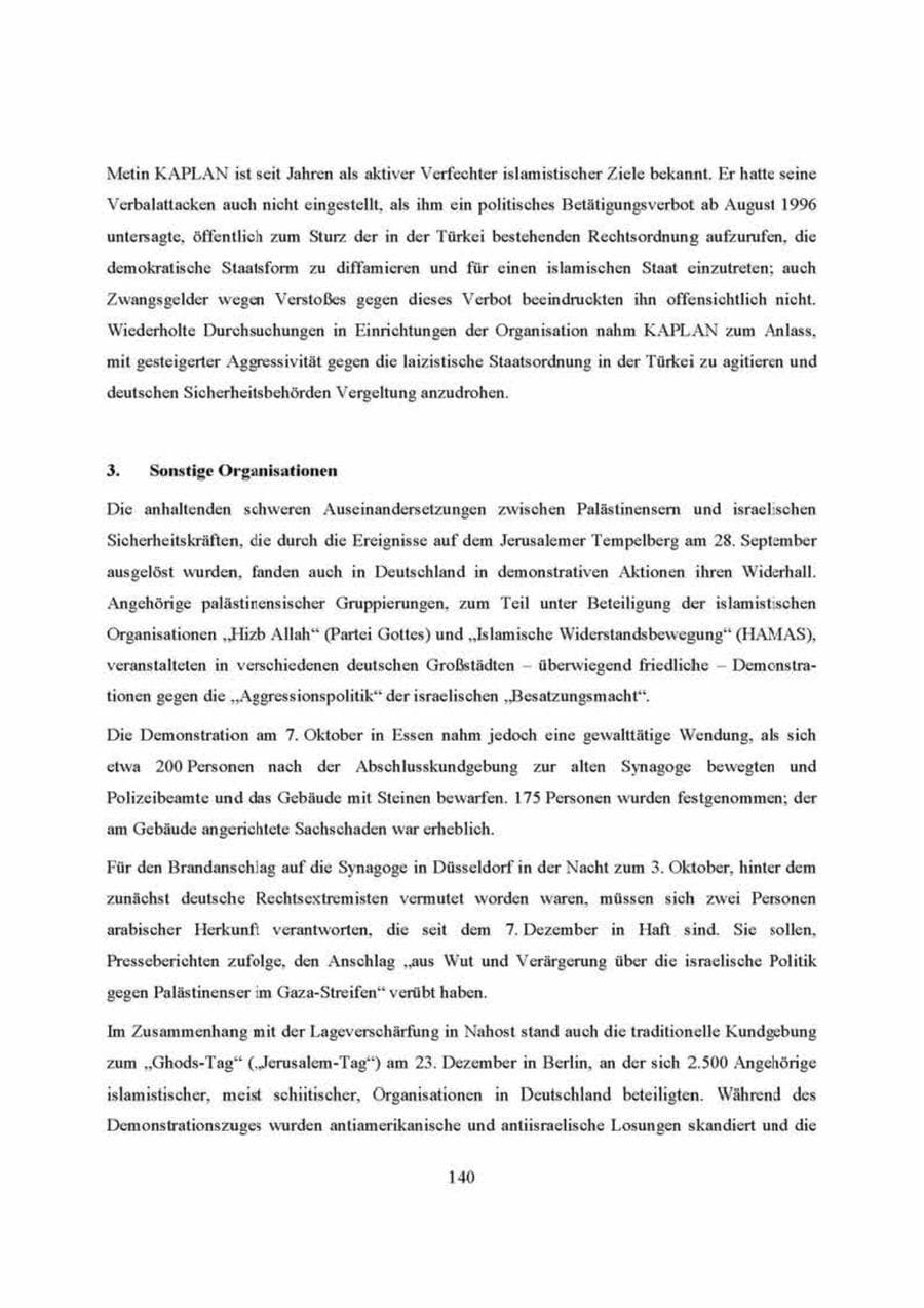 Seite 140 des Verfassungsschutzbericht 2000 Brandenburg