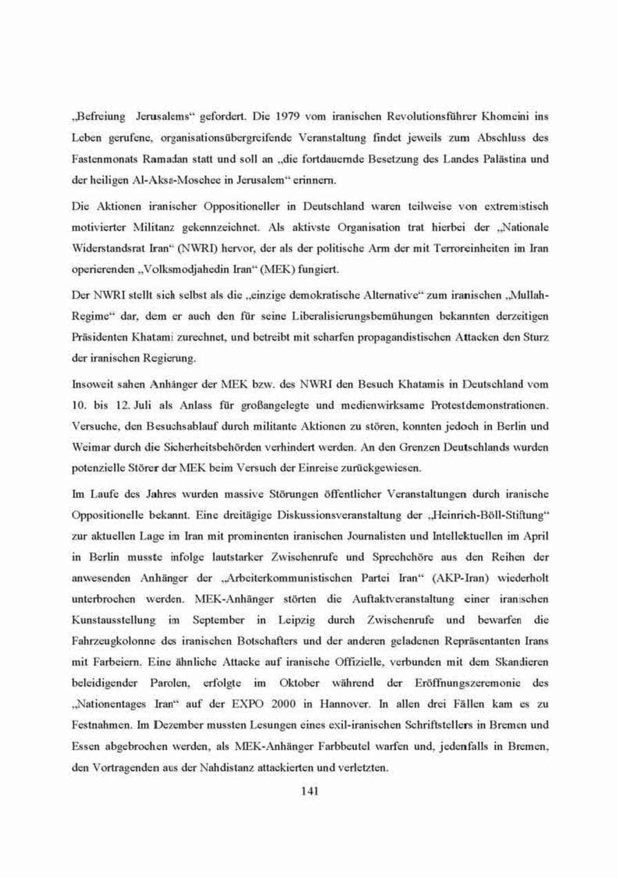 Seite 141 des Verfassungsschutzbericht 2000 Brandenburg