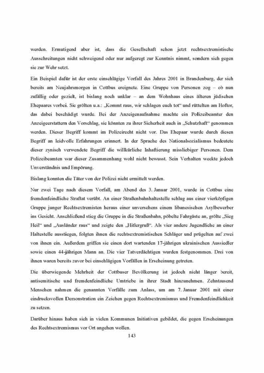 Seite 143 des Verfassungsschutzbericht 2000 Brandenburg