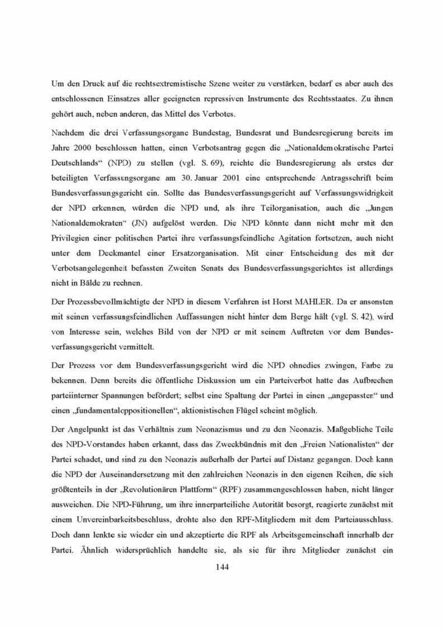 Seite 144 des Verfassungsschutzbericht 2000 Brandenburg