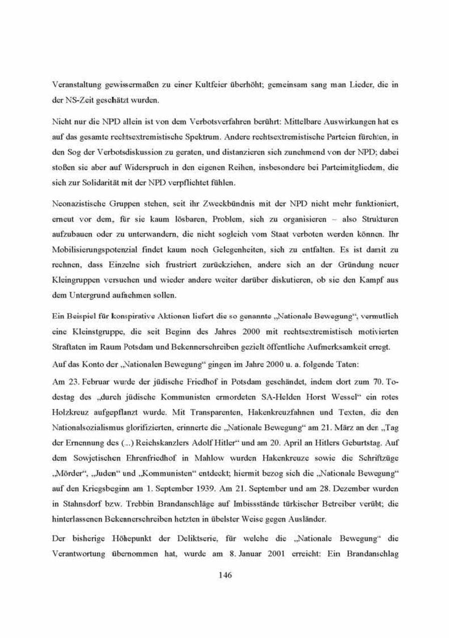 Seite 146 des Verfassungsschutzbericht 2000 Brandenburg