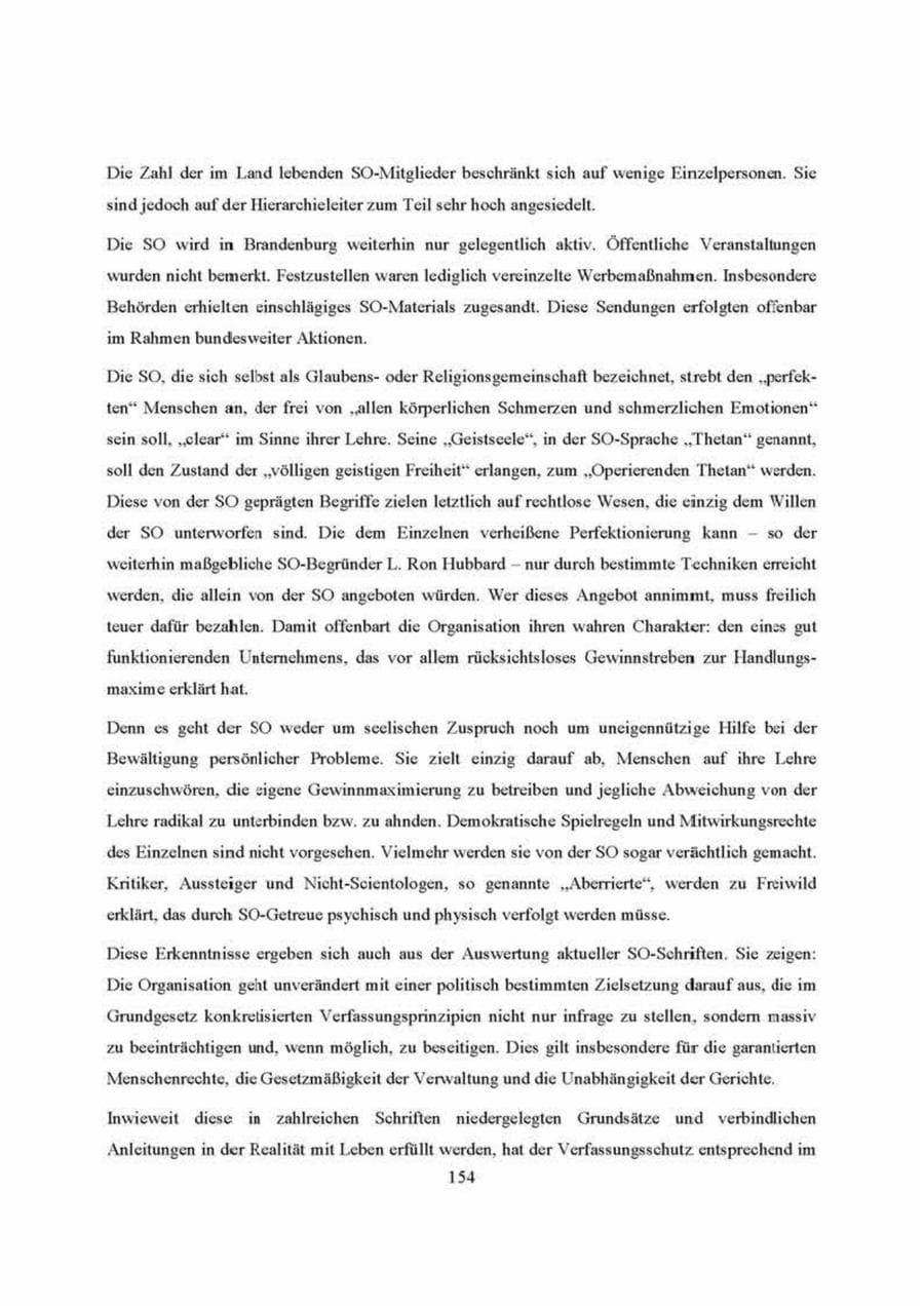 Seite 154 des Verfassungsschutzbericht 2000 Brandenburg