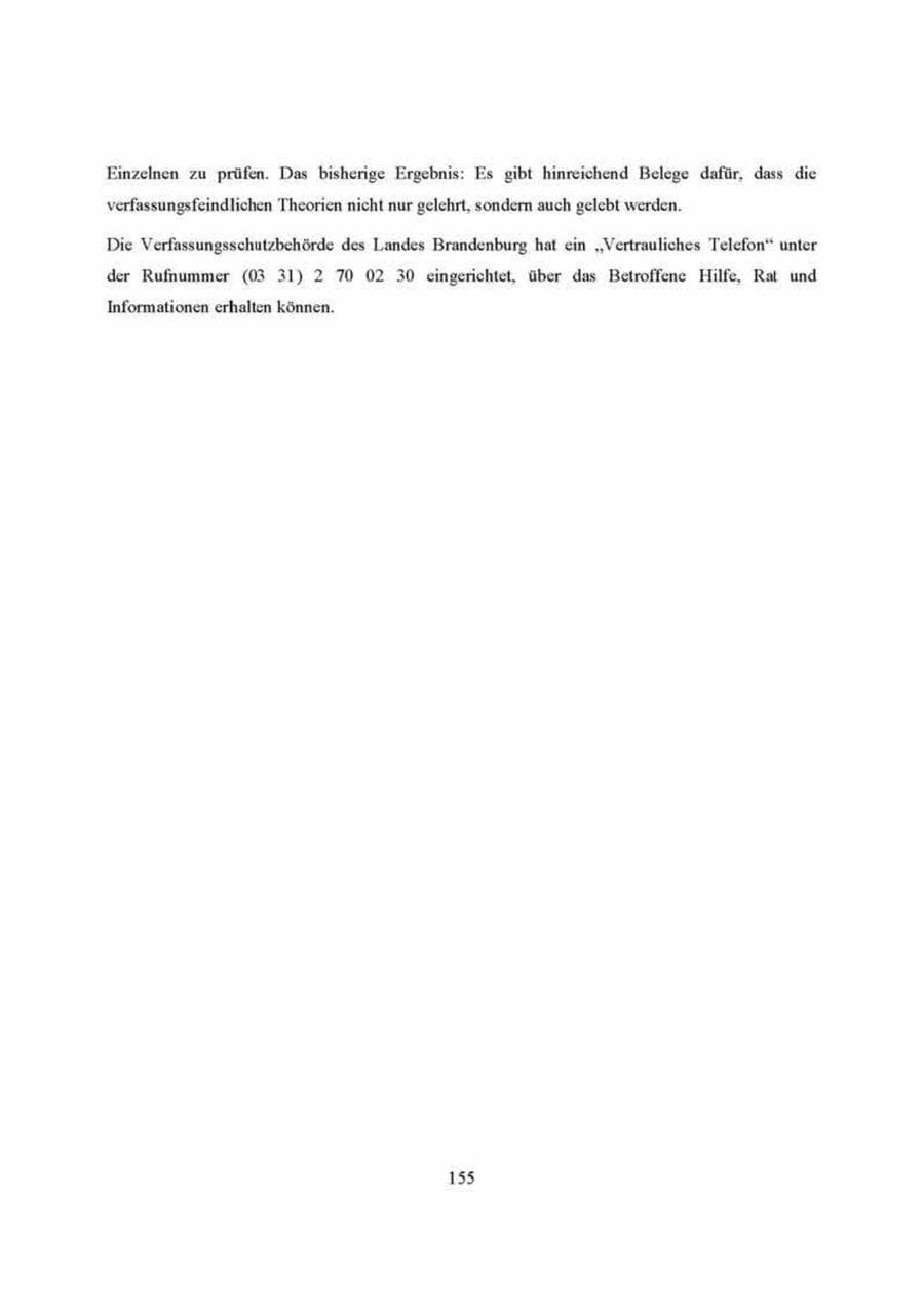 Seite 155 des Verfassungsschutzbericht 2000 Brandenburg