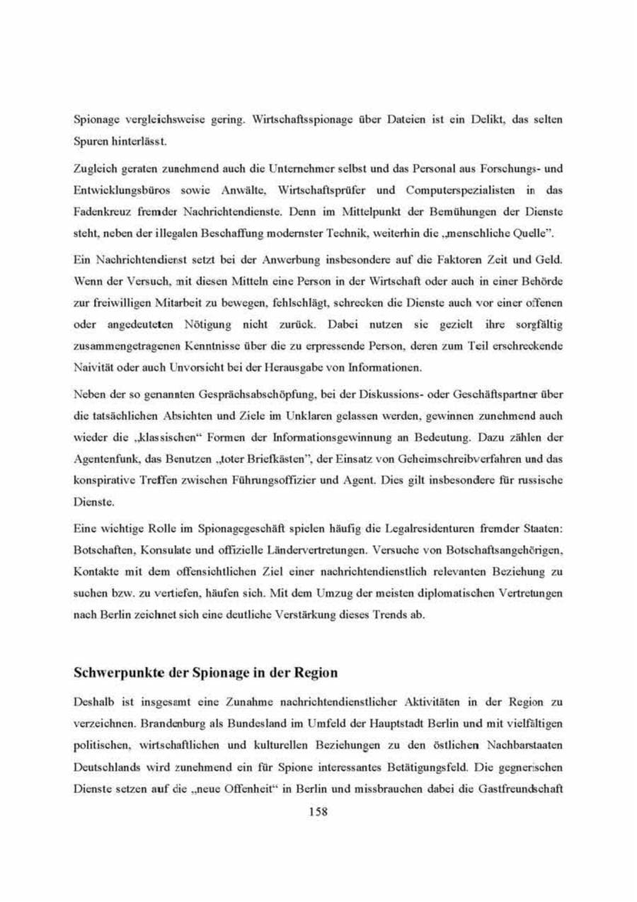 Seite 158 des Verfassungsschutzbericht 2000 Brandenburg