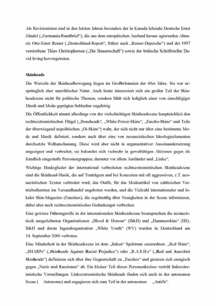 Seite 176 des Verfassungsschutzbericht 2000 Brandenburg