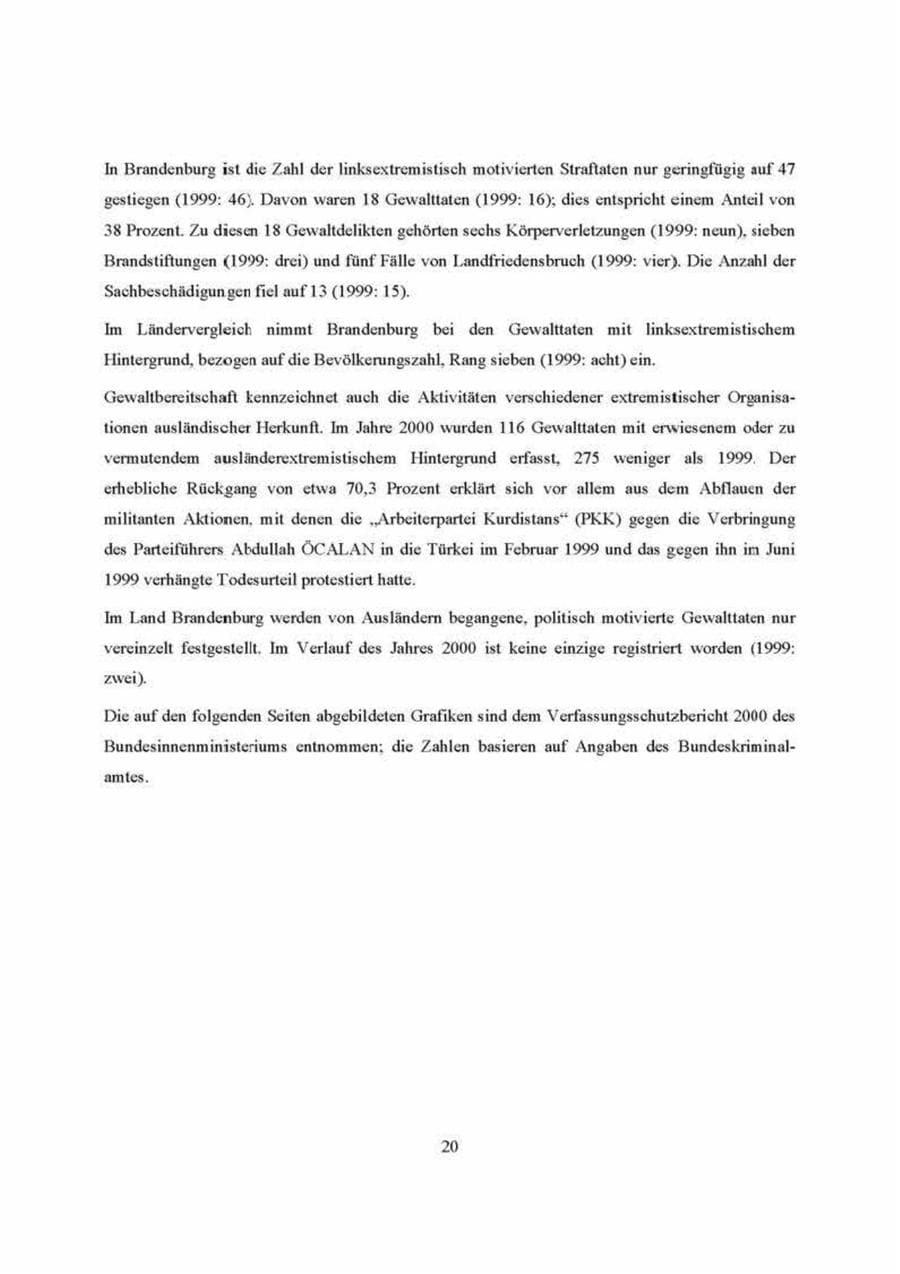 Seite 20 des Verfassungsschutzbericht 2000 Brandenburg