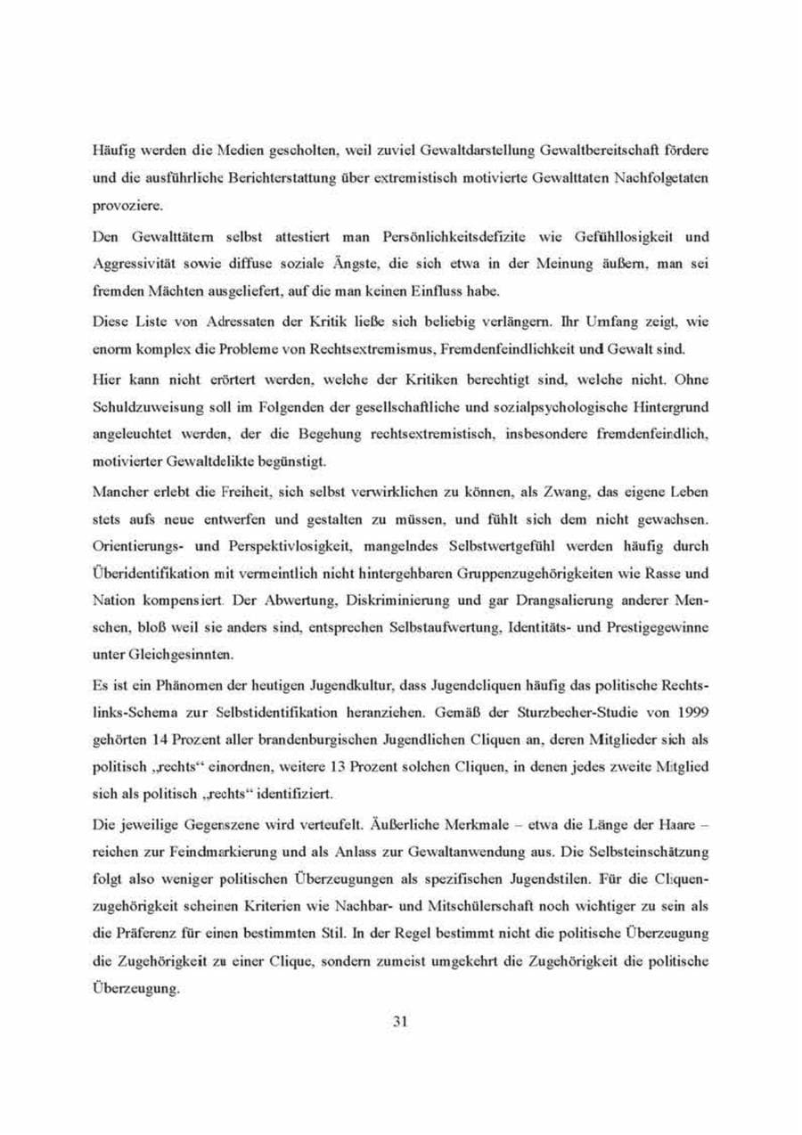 Seite 31 des Verfassungsschutzbericht 2000 Brandenburg