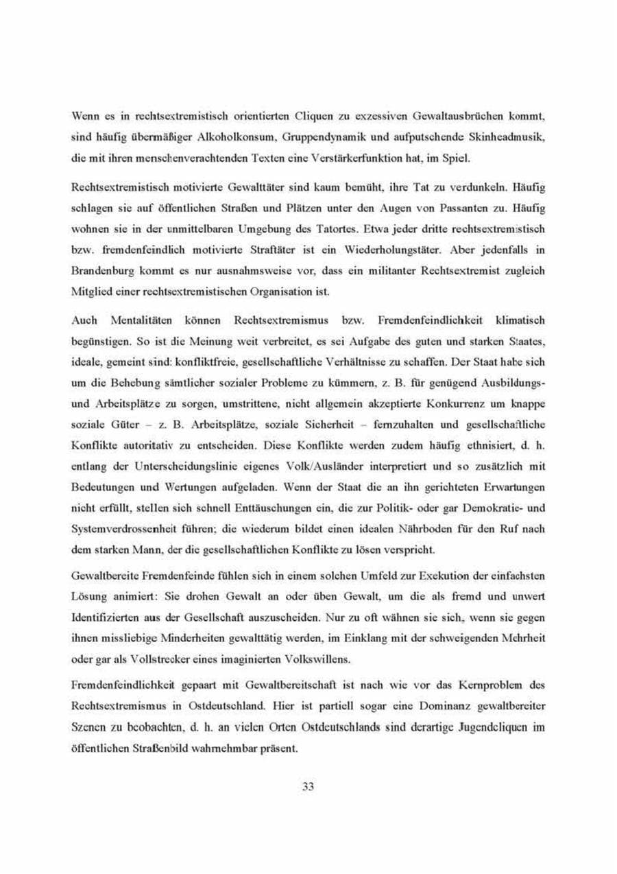 Seite 33 des Verfassungsschutzbericht 2000 Brandenburg