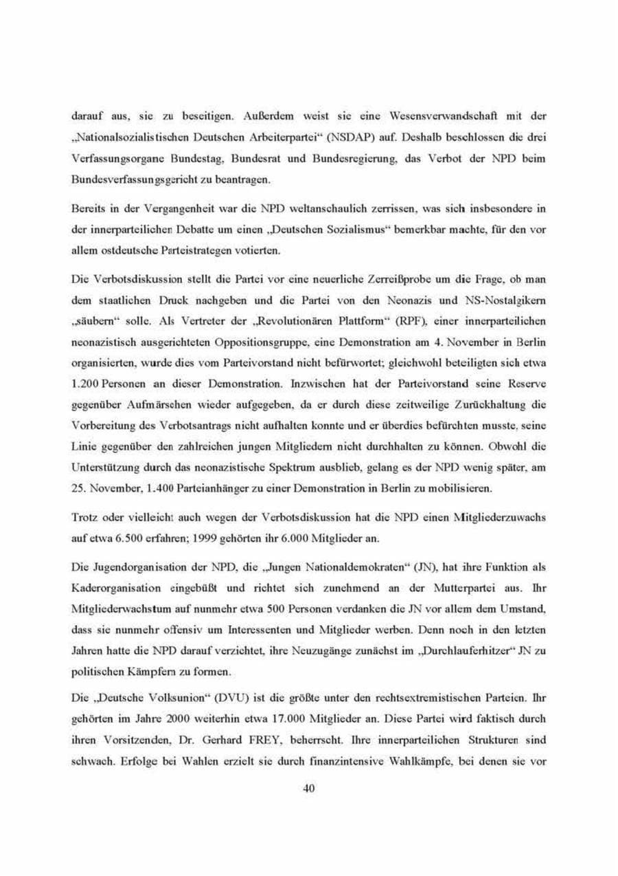 Seite 40 des Verfassungsschutzbericht 2000 Brandenburg