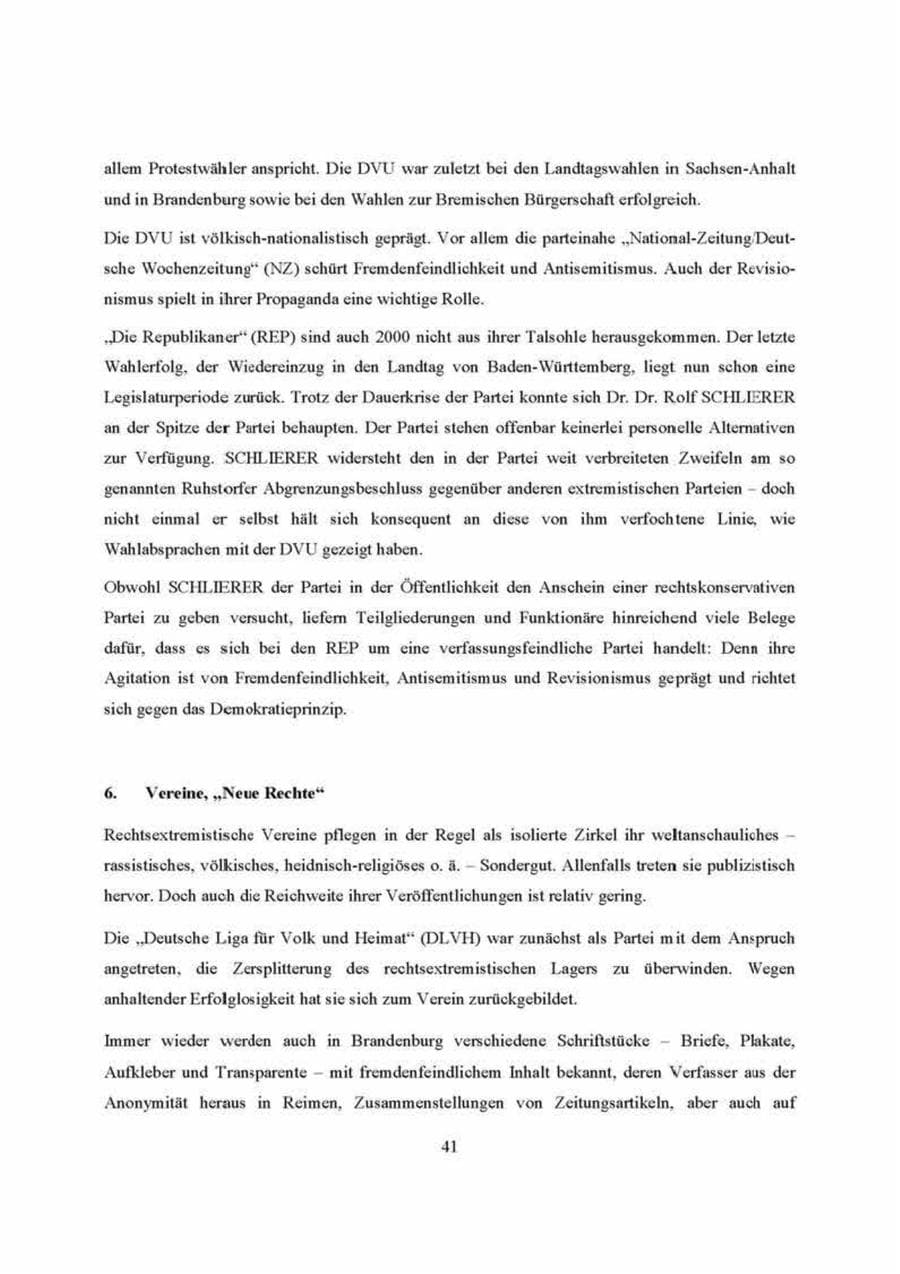 Seite 41 des Verfassungsschutzbericht 2000 Brandenburg