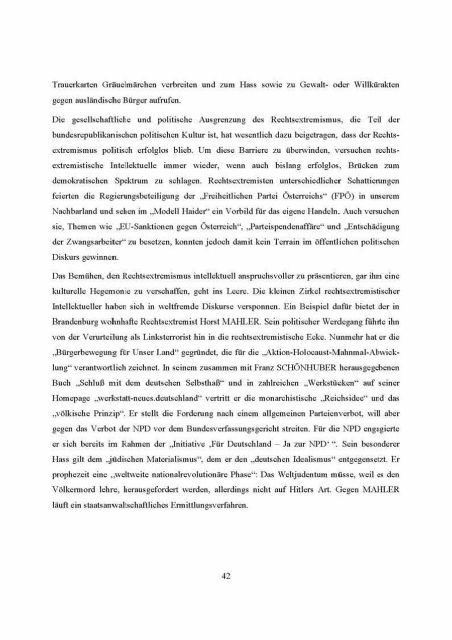 Seite 42 des Verfassungsschutzbericht 2000 Brandenburg