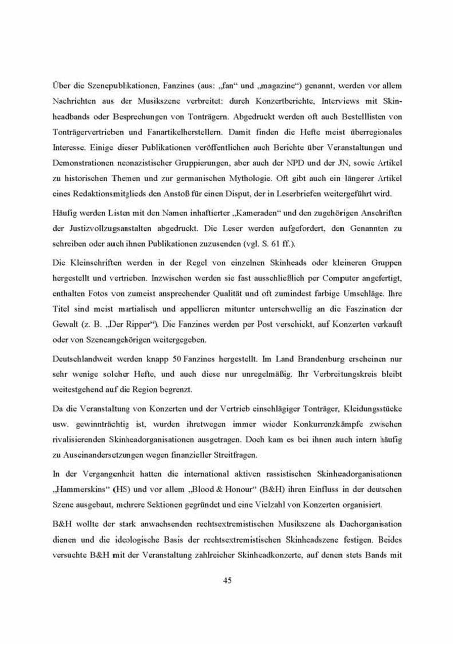 Seite 45 des Verfassungsschutzbericht 2000 Brandenburg