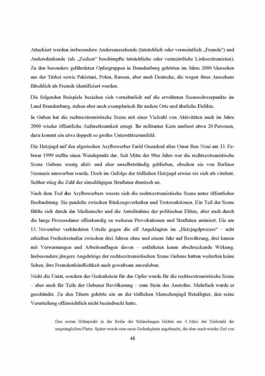 Seite 48 des Verfassungsschutzbericht 2000 Brandenburg