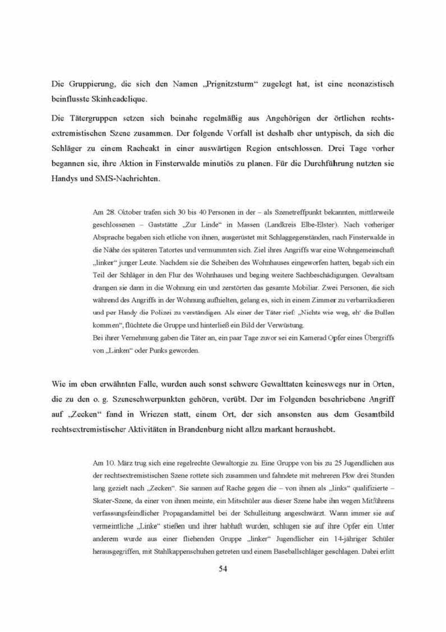 Seite 54 des Verfassungsschutzbericht 2000 Brandenburg
