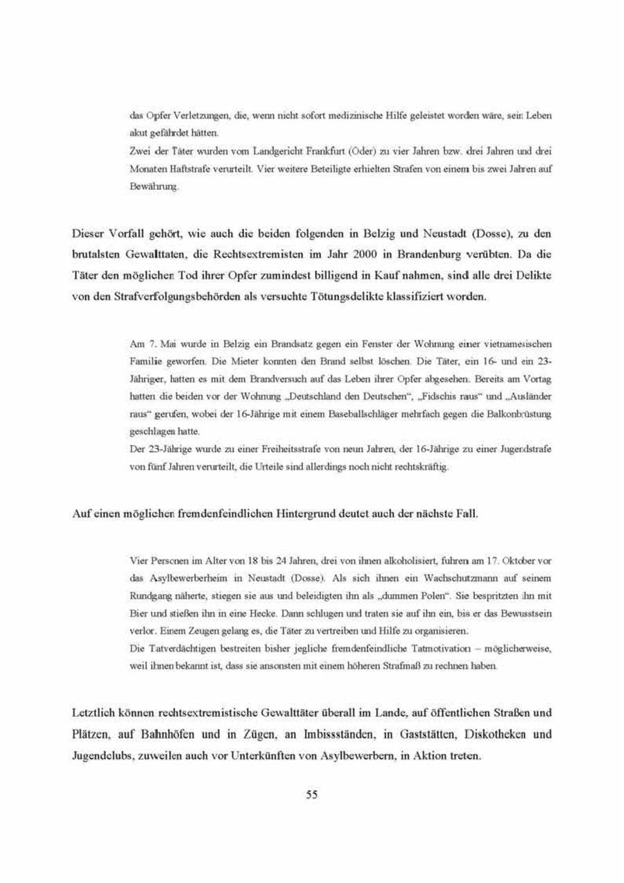 Seite 55 des Verfassungsschutzbericht 2000 Brandenburg