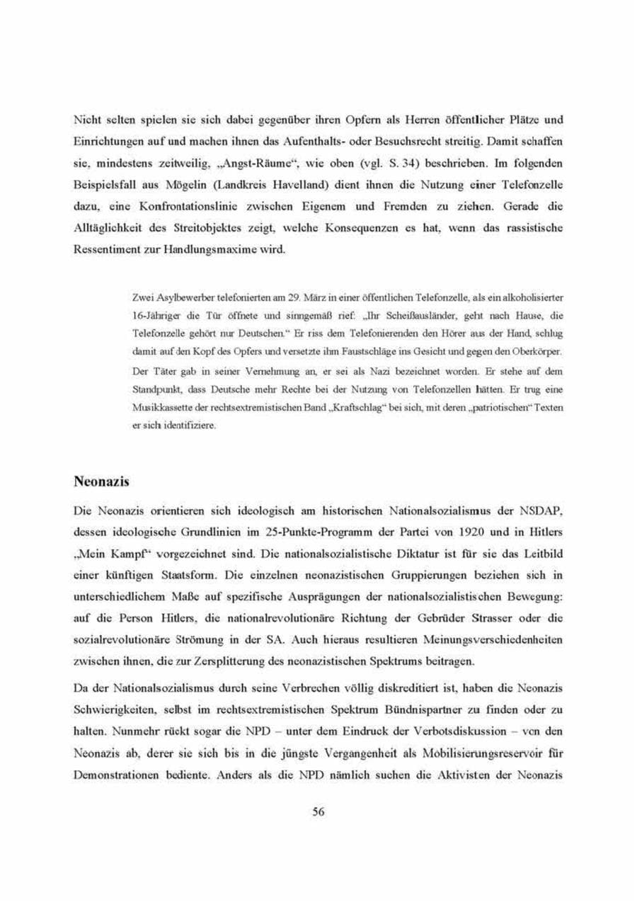Seite 56 des Verfassungsschutzbericht 2000 Brandenburg