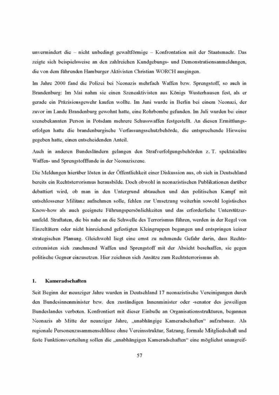 Seite 57 des Verfassungsschutzbericht 2000 Brandenburg
