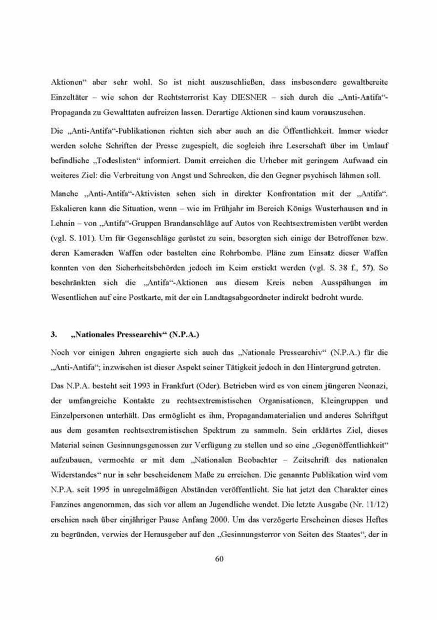 Seite 60 des Verfassungsschutzbericht 2000 Brandenburg