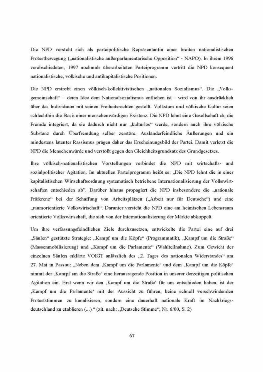 Seite 67 des Verfassungsschutzbericht 2000 Brandenburg