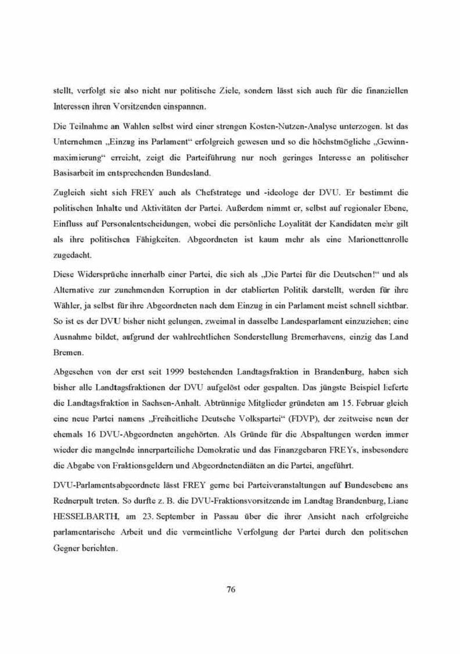 Seite 76 des Verfassungsschutzbericht 2000 Brandenburg