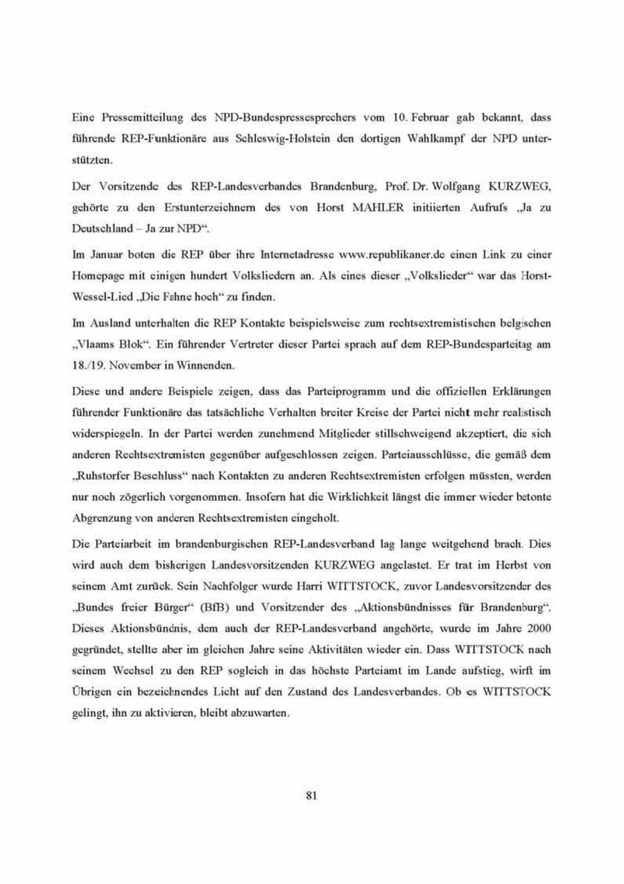 Seite 81 des Verfassungsschutzbericht 2000 Brandenburg