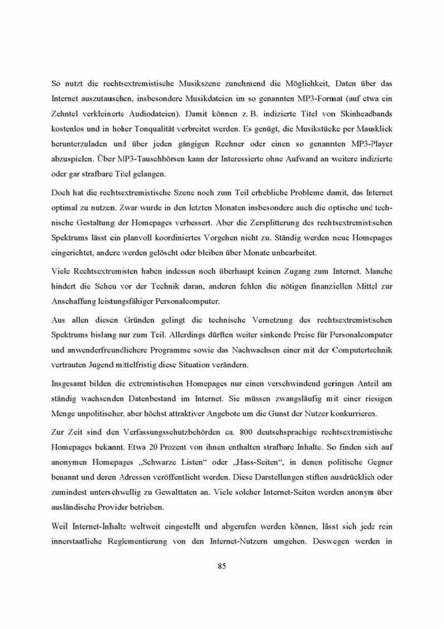 Seite 85 des Verfassungsschutzbericht 2000 Brandenburg