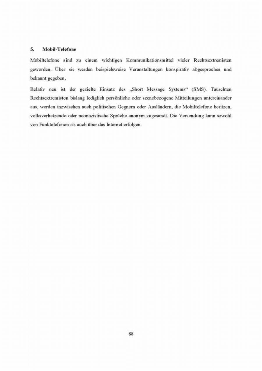 Seite 88 des Verfassungsschutzbericht 2000 Brandenburg