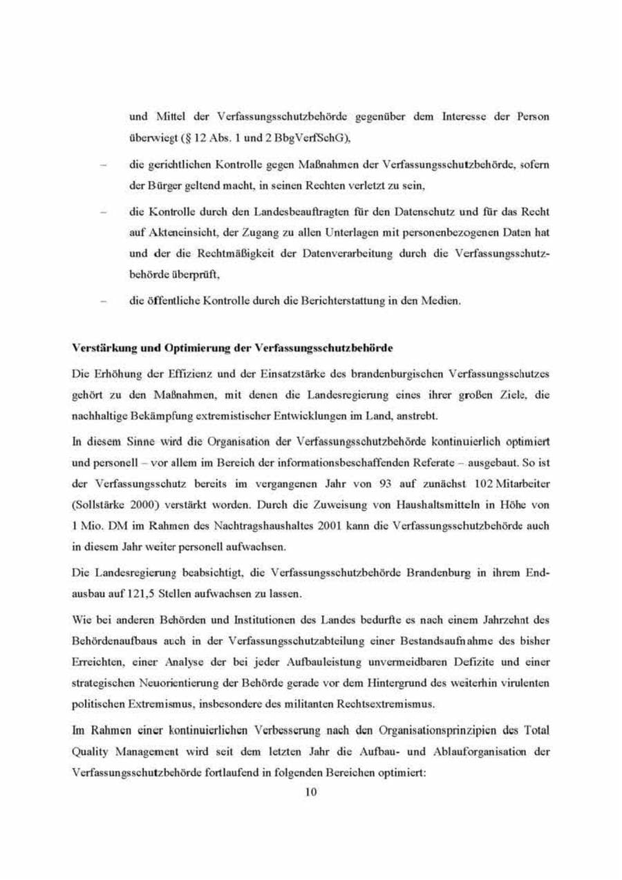Seite 10 des Verfassungsschutzbericht 2000 Brandenburg