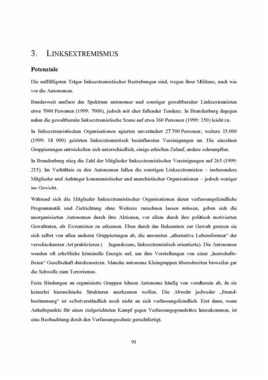 Seite 91 des Verfassungsschutzbericht 2000 Brandenburg