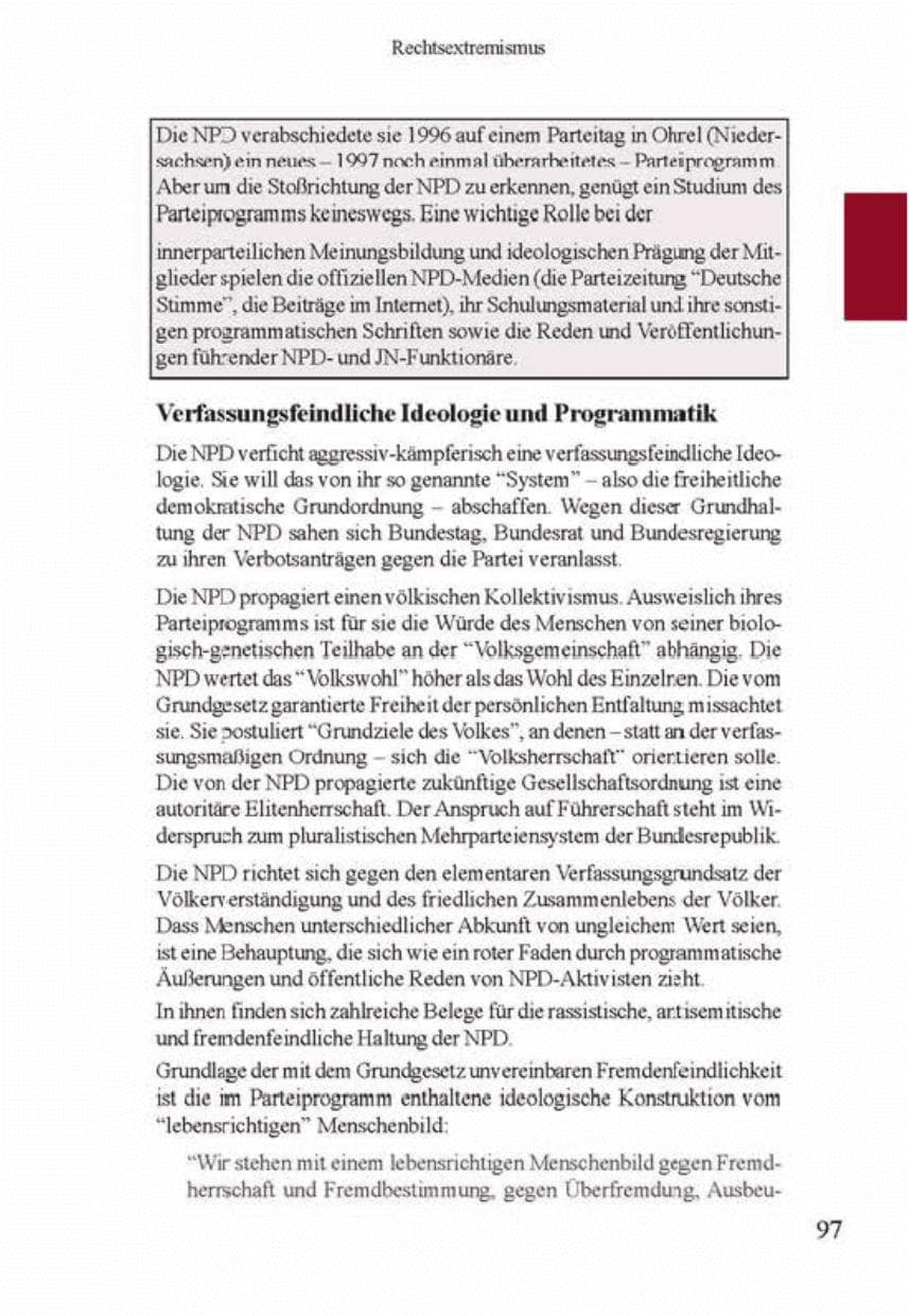 Seite 101 des Verfassungsschutzbericht 2001 Brandenburg