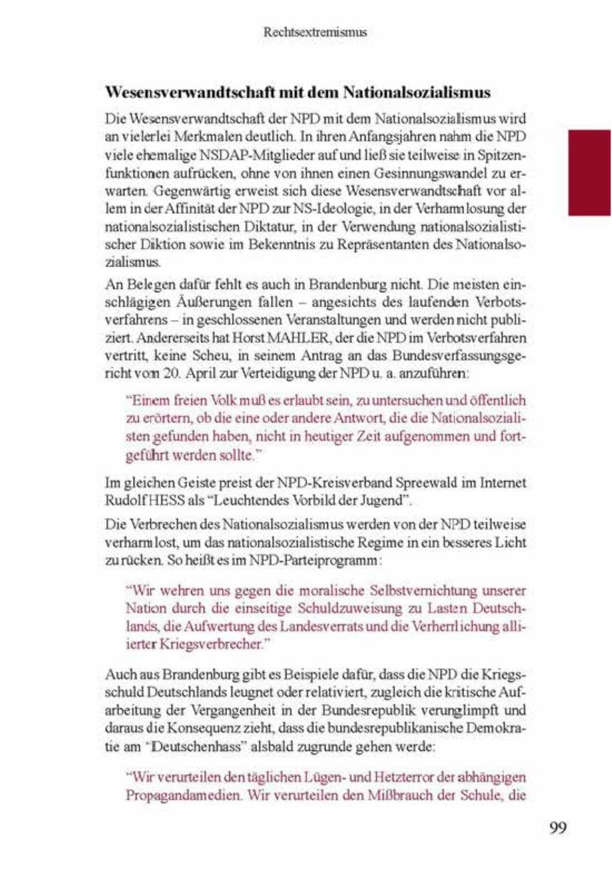 Seite 103 des Verfassungsschutzbericht 2001 Brandenburg