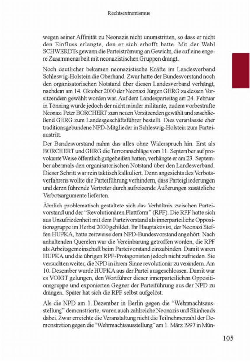 Seite 109 des Verfassungsschutzbericht 2001 Brandenburg