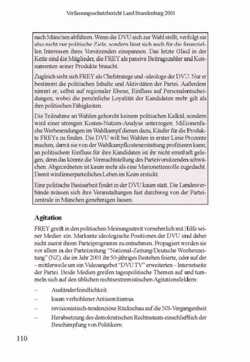 Seite 114 des Verfassungsschutzbericht 2001 Brandenburg
