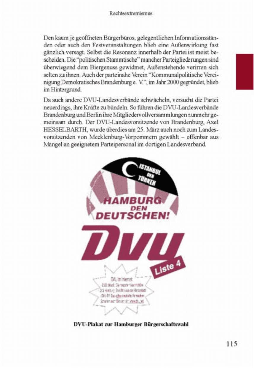 Seite 119 des Verfassungsschutzbericht 2001 Brandenburg