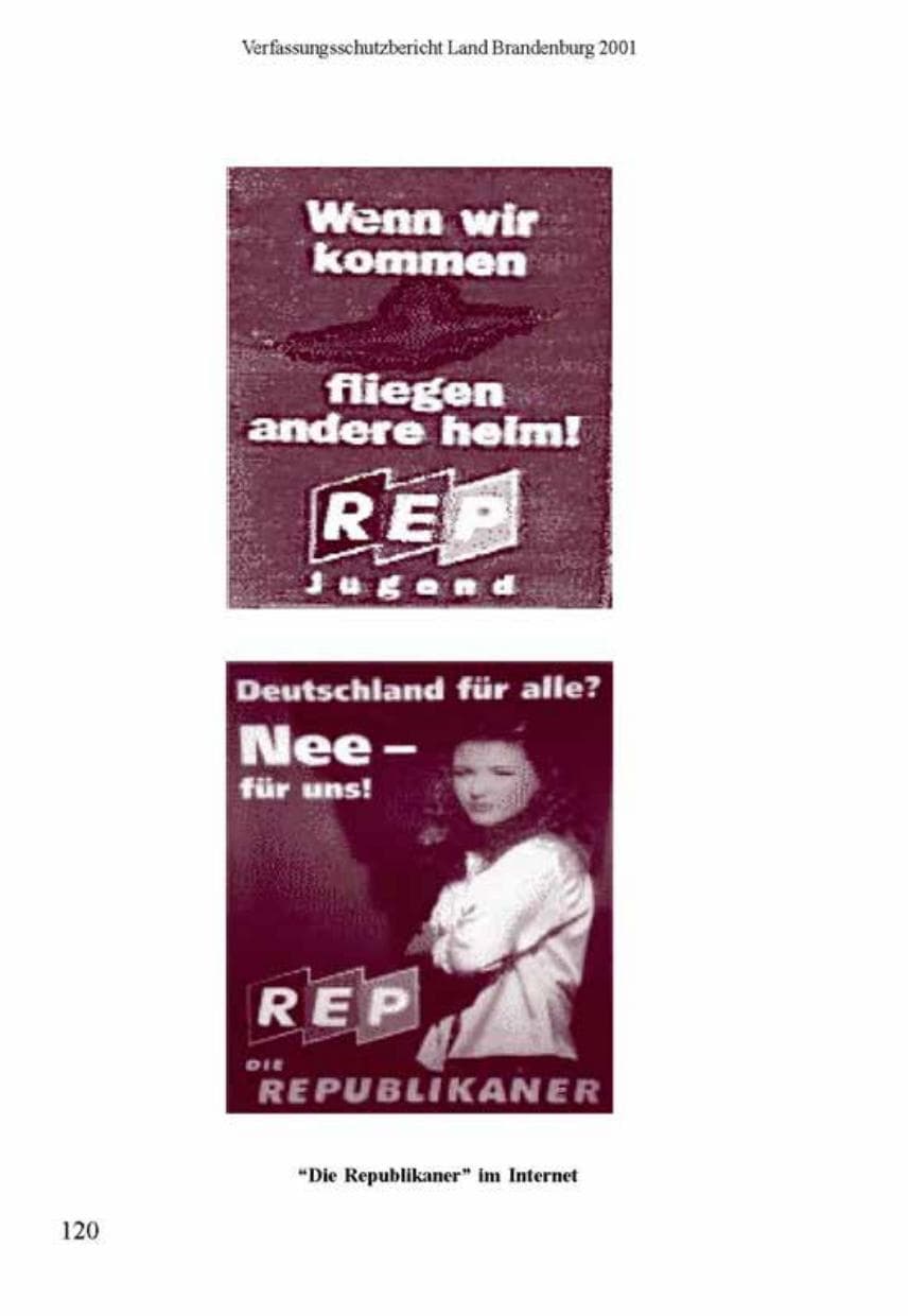 Seite 124 des Verfassungsschutzbericht 2001 Brandenburg