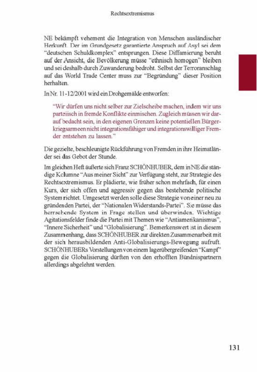 Seite 135 des Verfassungsschutzbericht 2001 Brandenburg