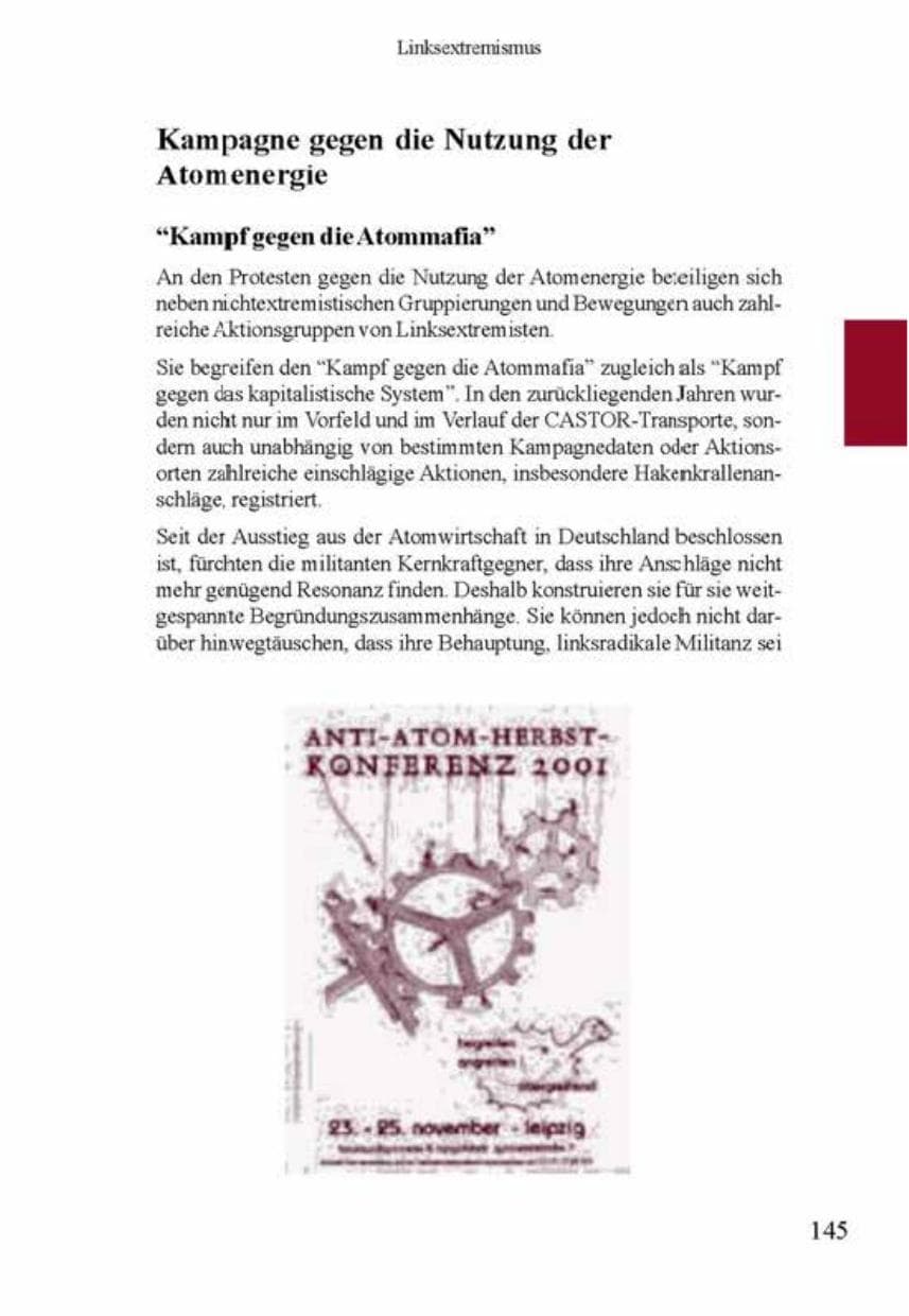 Seite 149 des Verfassungsschutzbericht 2001 Brandenburg