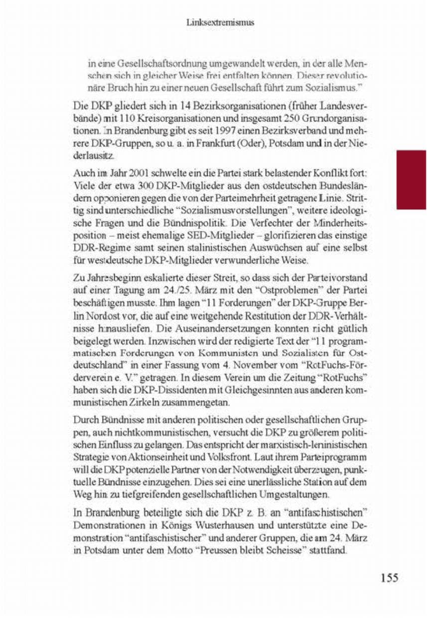 Seite 159 des Verfassungsschutzbericht 2001 Brandenburg