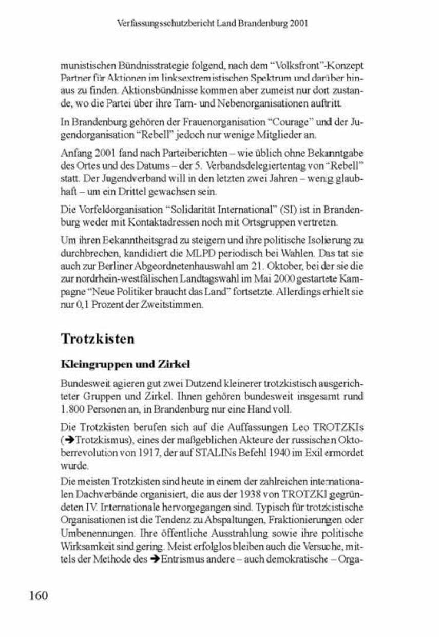 Seite 164 des Verfassungsschutzbericht 2001 Brandenburg