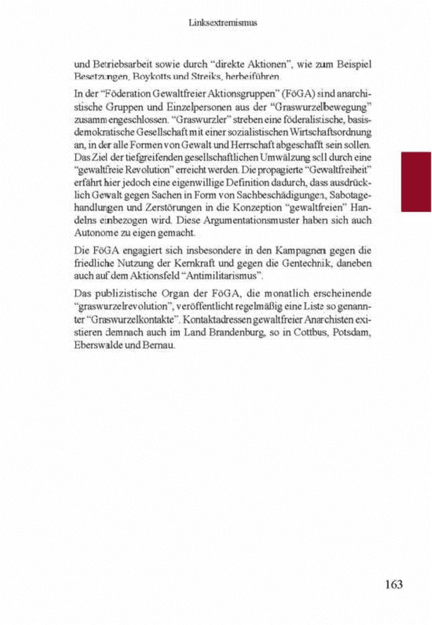 Seite 167 des Verfassungsschutzbericht 2001 Brandenburg
