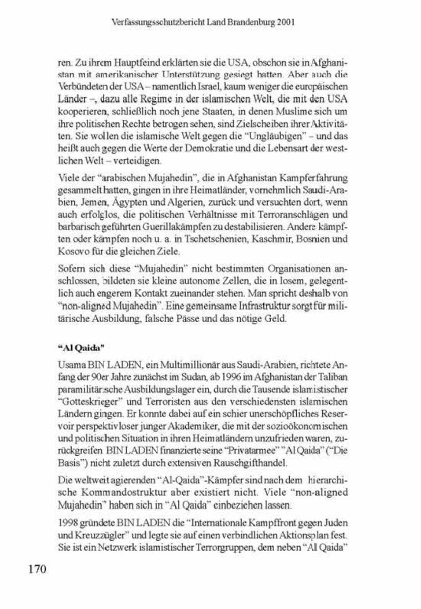 Seite 174 des Verfassungsschutzbericht 2001 Brandenburg