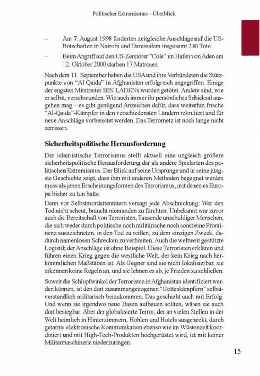 Seite 19 des Verfassungsschutzbericht 2001 Brandenburg