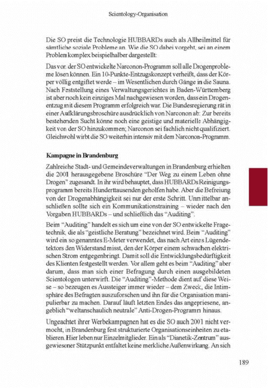 Seite 193 des Verfassungsschutzbericht 2001 Brandenburg